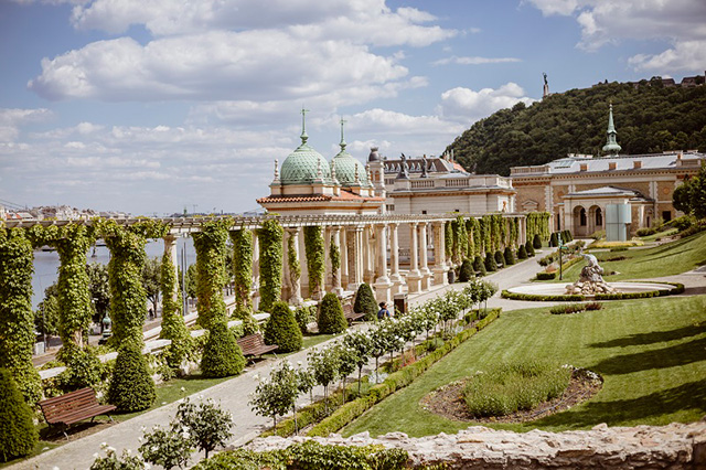 Garden on the side of Castle Hill with Poseidon statue